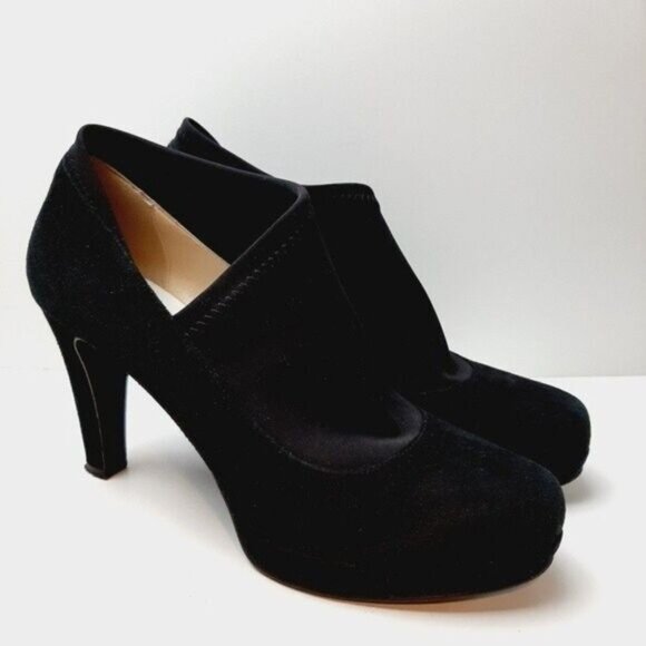 RON WHITE Italy Suede Low Platform Stiletto Heel Slip-on Shoes Sz 9.5 - Picture 2 of 15